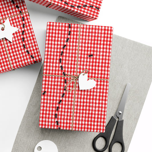 Red & White Gingham Marching Ants Wrapping Paper