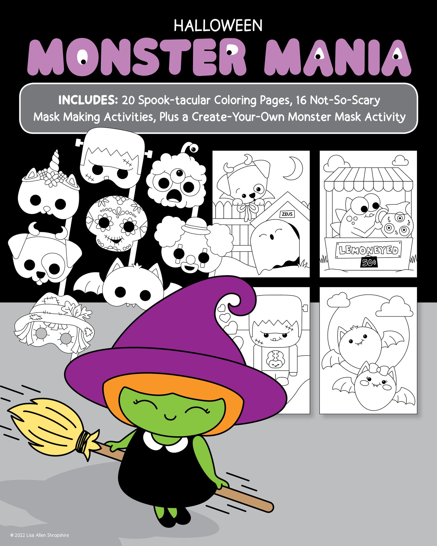 Halloween Monster Mania Coloring Book & Mask Making