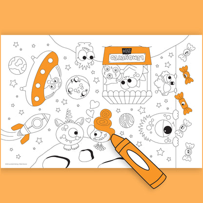 Group Coloring Poster, Cute Aliens and Monsters
