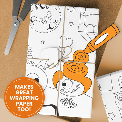 Group Coloring Poster, Cute Aliens and Monsters