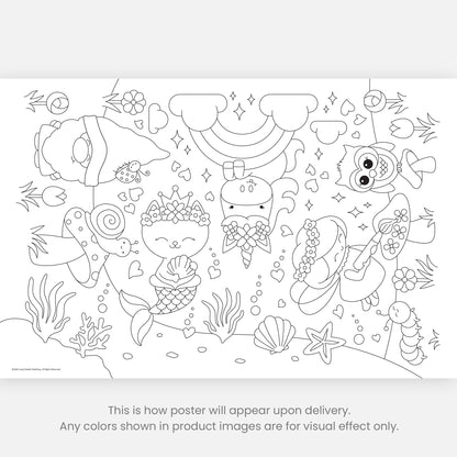 Group Coloring Poster, Cute Mythical Creatures