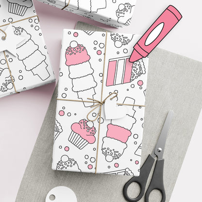 Color-It-Yourself Wrapping Paper, Birthday Sweet Treats