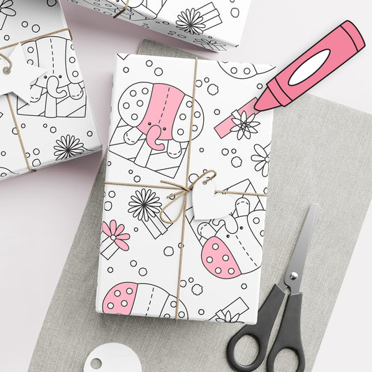 Color-It-Yourself Wrapping Paper, Spotted Elephant Toy