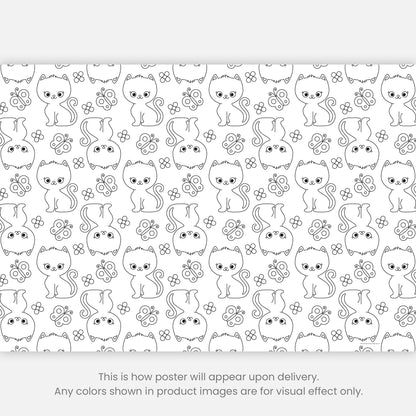 Color-It-Yourself Wrapping Paper, Cute Kitten & Butterfly