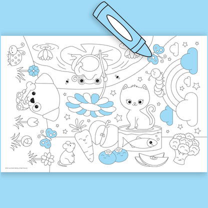 Group Coloring Poster, Playful Dog & Kitty Cat