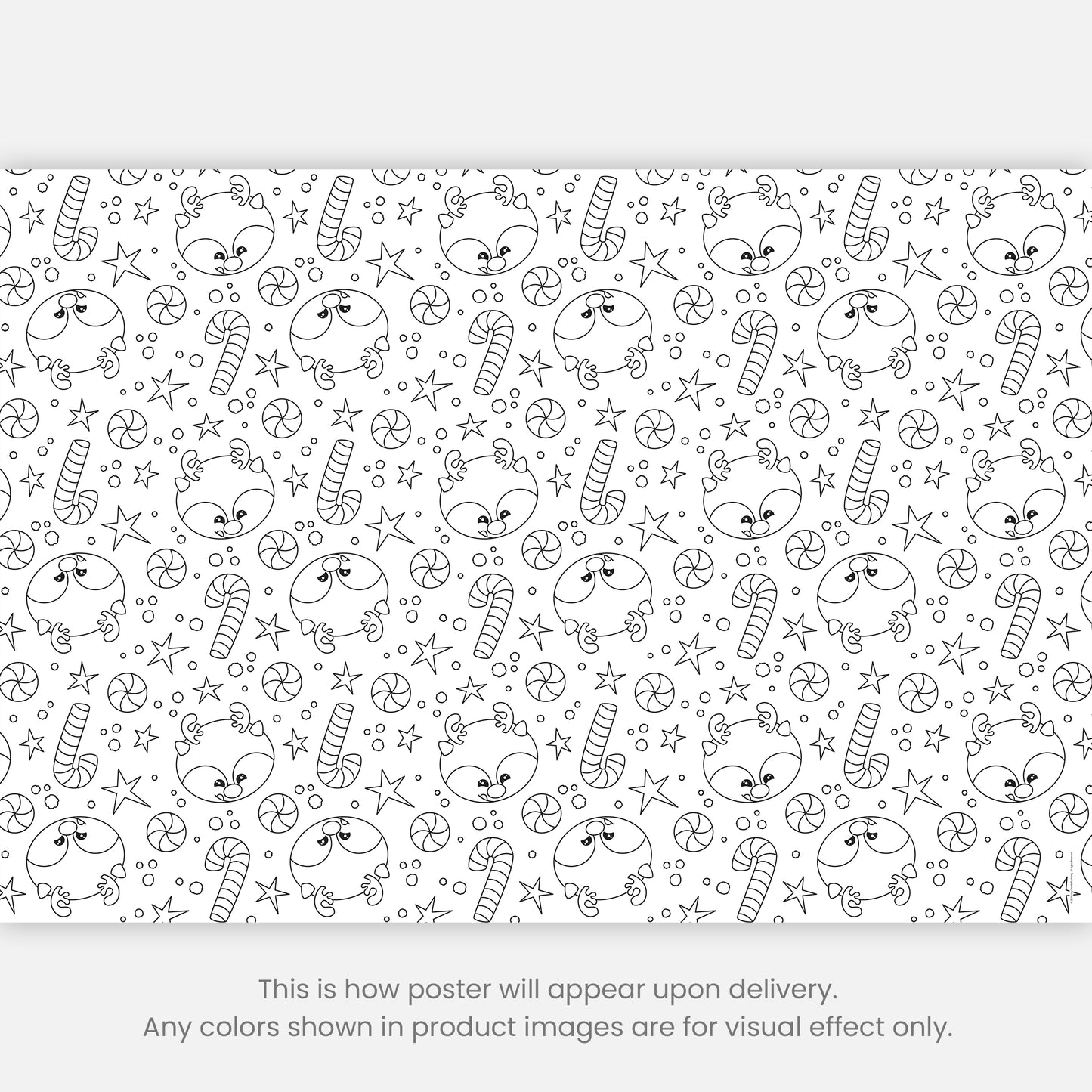 Color-It-Yourself Wrapping Paper, Reindeer & Candy Canes