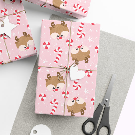 Reindeer & Candy Canes Christmas Wrapping Paper