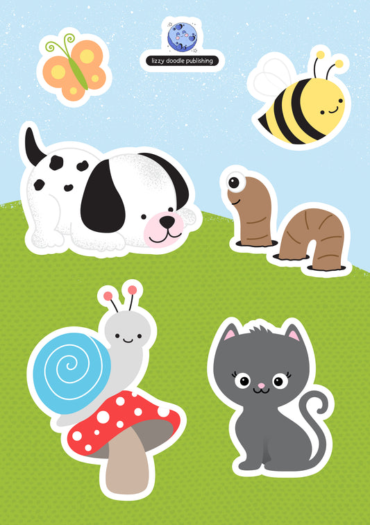 Playful Puppy and Kitten Sticker Sheet
