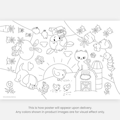 Group Coloring Poster, Sunny Day on the Farm
