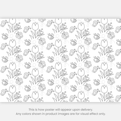 Color-It-Yourself Wrapping Paper, Tulip Bee Butterfly